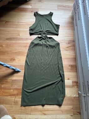 Arizona Jean Company Olive Cutout Maxi Dress with Ring Detail